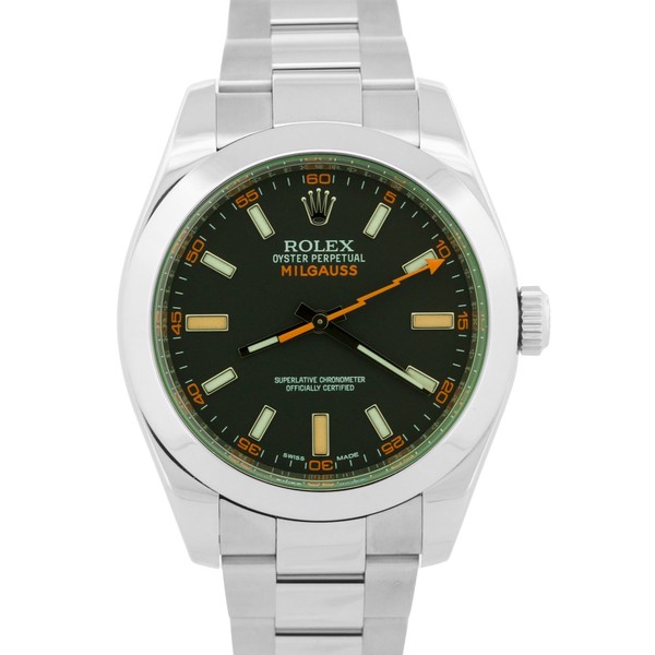 Rolex Milgauss 116400 GV Black Green Stainless Steel 40mm Oyster Automatic Watch