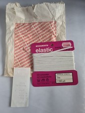 Woolworths Original Habberdashery Elastic 7m On Original Card W/ Vintage Bag
