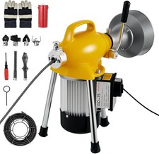Electric Drain Cleaning Machine 500W w/ 20m & 5m Steel Cables,8 Cutters,Drum Set
