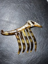 Art Deco Nouveau 1920s Celluloid Hair Comb With Clear Rhinestones Comb