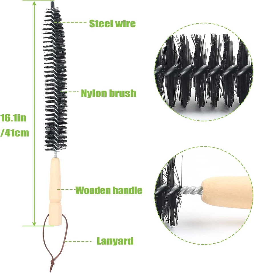 Set Di 24 Spazzole per La Pulizia Del Camino Con 18 Steli Flessibili in Nylon +2 - Immagine 2 di 4