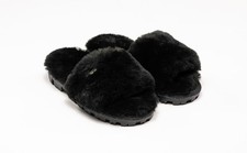 Natural Suede Women Slippers Black 9/10