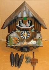 Vintage Cuckoo Clock Dancers Musical Water Wheel Edelweiss parts repair AS IS