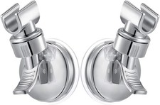 Adjustable Shower Head Holder - Suction Cup Wall Mount Bracket Silver 2 Pack