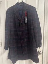 Tommy Hilfiger TH Flex Modern Fit Plaid Mens Coat Blazer Navy/Red Wool Blend NWT