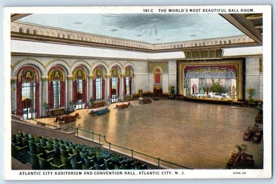 1940 Atlantic City New Jersey Postcard Ball Room Auditorium Convention Hall