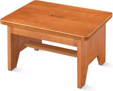 Wooden Step Stool 9.1 High for Adults Kids Elderly Non-Slip Durable Footstool