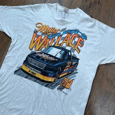 Vintage Rusty Wallace Shirt Mens 2XL White Miller Racing Nascar SuperTruck 1996