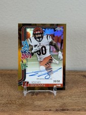 2025 Topps Chrome NFL Chase Brown FUTURE STARS Gold Cracked Ice 30/50 Jersey Ma 