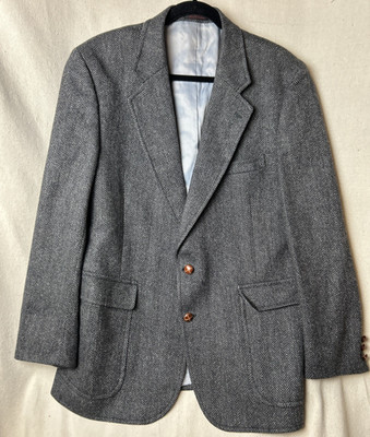 VTG The Mark of the World's Best Wool Tweed Blazer Mens 42 Regular Gray EUC