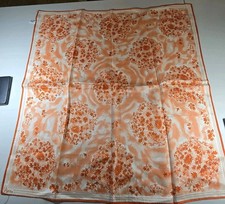 Vera Neumann Signed Scarf Acetate Orange Flower Field Design 26x26