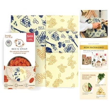 Beeswax Food Wraps Set - Assorted Honeycomb & Bears - 5 Pack (2L, 3M)