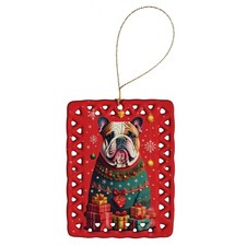 English Bulldog Holiday Christmas Porcelain Ornament DAC3080CO2
