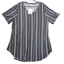 LuLaRoe Iris  - V-Neck Tunic Top  XL   Gray & White Geometric - NWT