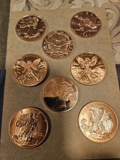 Lot Of 8 1oz copper rounds