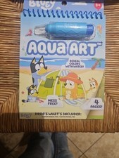 Bluey Aqua Art - Reusable Water Reveal Activity Pages With Water Pen for No-M...