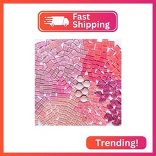 AONUOAO 1.1 Lb Irregular Crystal Glass Mosaic Tiles, Pink Mosaic Tiles for Craft