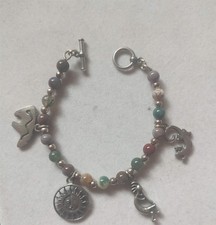 BRANSOLETKA W STYLU SOUTHWEST ~ JASPIS, AGAT MCHU, KORALIKI JADEITOWE ~ CHARMSY