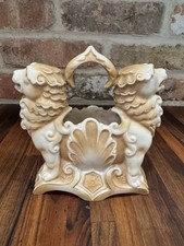 Antique RUDOLSTADT  Foo Dogs Lions Sculptured Basket Vase