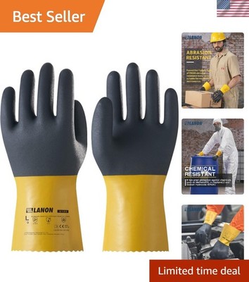LANON 3 Pairs Large Chemical Resistant Gloves - Thick Latex-Free & Oil-Resistant