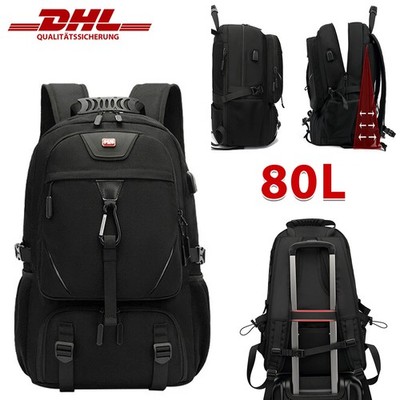 80L Herren Rucksack Wasserdicht Sport Freizeit Laptop Schulrucksack Backpack