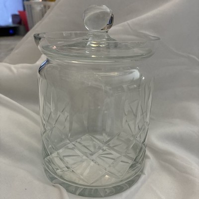 Crystal jam biscuit jar diamond cut pattern 5x7