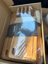 ASTERCOOK 3-Piece Bamboo Cutting Board Set with Stand   Large Heavy Duty Kitchen