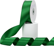 Green Satin Ribbon, Double Faced 1-1/2 Inch X 25 Yards Green Ribbon, Premium Sat