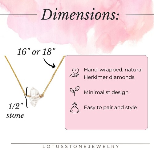 Herkimer Diamond Necklace on 16 inch 14K Gold Filled Chain; Quartz Necklace f... - Picture 4 of 9