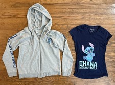 Girls Disney Lilo  Stitch Hoodie Sweatshirt M Medium 7 - 9 and Blue Shirt  Set
