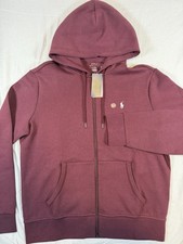 NWT Polo Ralph Lauren Full Zip Burgundy White Pony Men's Size Large 138