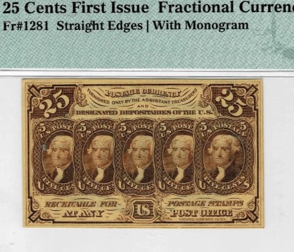 .25 Cent Fractional Currency note--fr.1281--Straight Edges- PMG CU 64 EPQ - Image 3 of 4