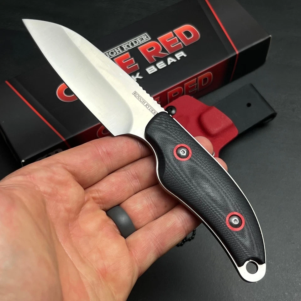 Нож шейный Rough Rider черный и красный G10 с ручкой накладной монтаж фиксированное лезвие с ножнами - Изображение 2 из 4
