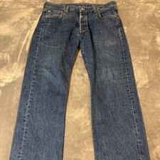 Levis 501 Original Fit Mens Medium Wash Blue Straight Leg Button Fly Jeans 36x32