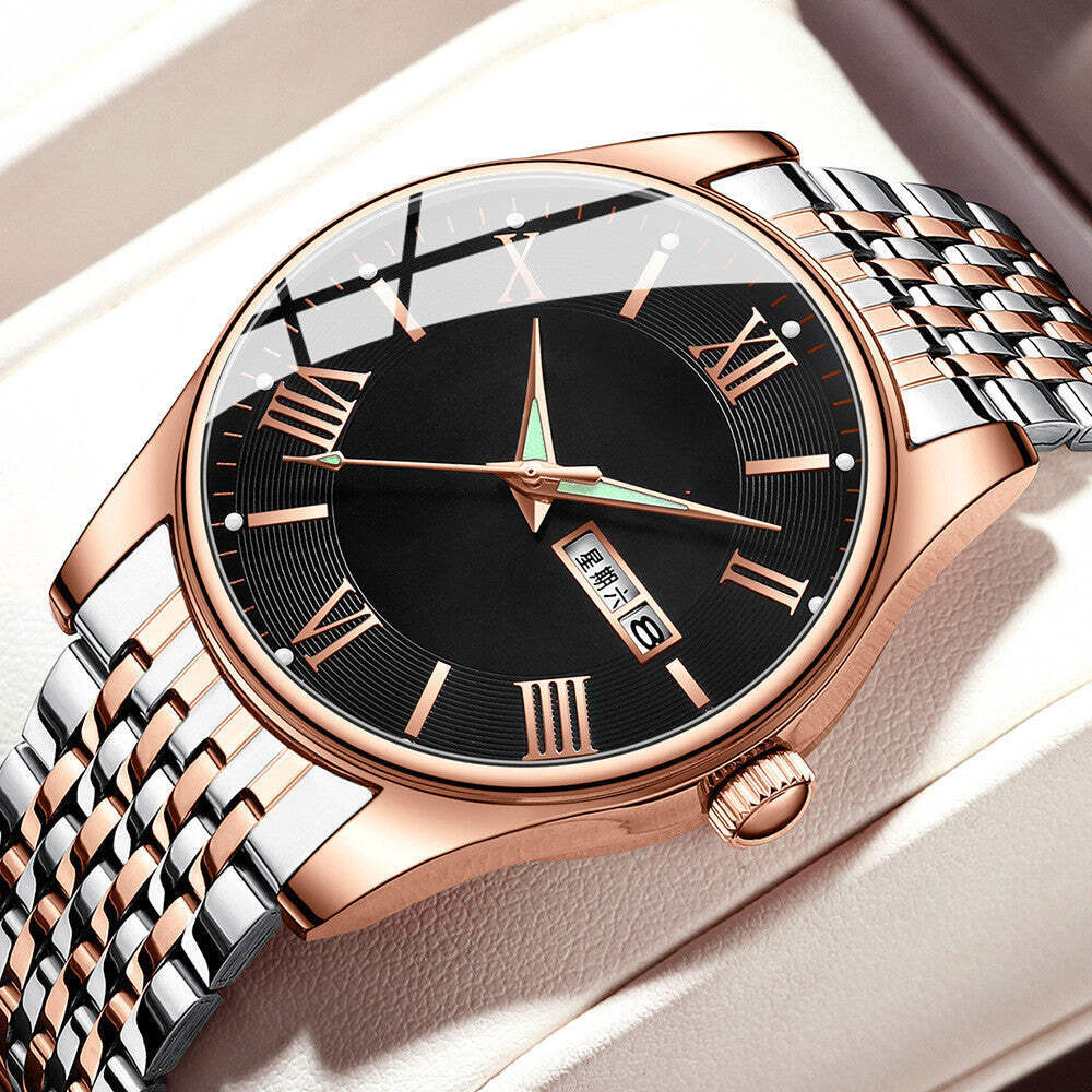 Stylish Stainless Steel Quartz Watch with Waterproof Design and Trendy Aesthetic
