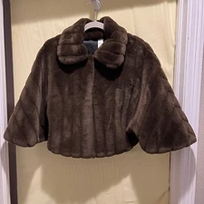 EAST 5th Women’s Faux Fur lined Soft Brown Cape Shawl Poncho Shrug Size SM
