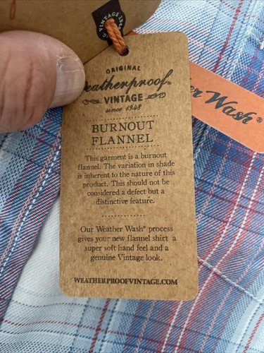 NWT Weatherproof Mens Medium Plaid Burnout Flannel Long Sleeve Button Down Shirt - Picture 15 of 17