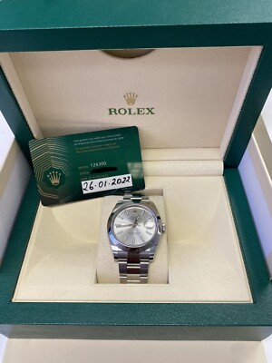 Rolex DateJust 41mm Smooth Silver Index Dial Oyster Bracelet 126300 Unworn 2022