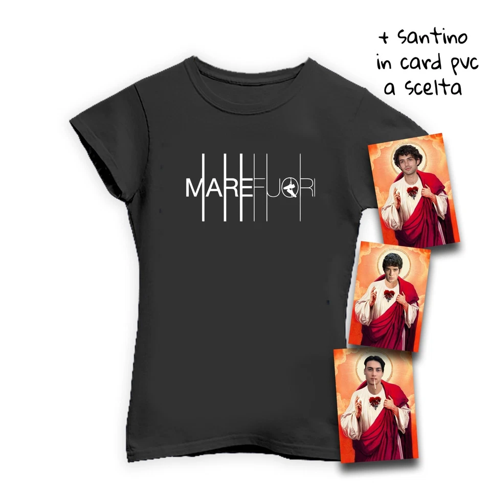 T-Shirt JHK Mare Fuori Série TV Napoli Noir 100% Coton Manche Courte - Photo 2/2