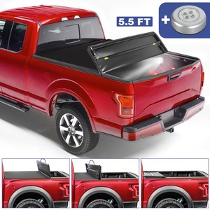 5 5ft 4 Fold Truck Bed Tonneau Cover Soft Folding For 04 08 Ford F 150 On Top Ebay