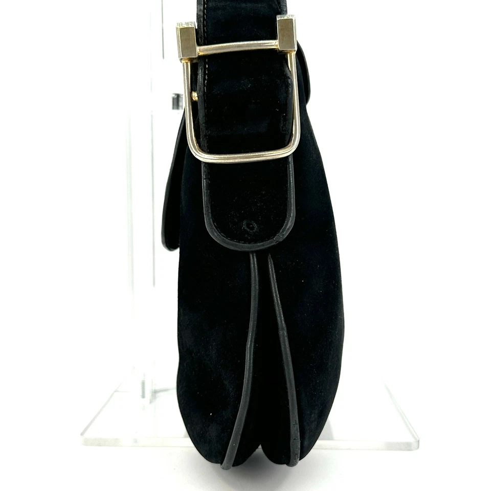 Auténtico bolso de hombro Gucci vintage de gamuza entrelazada negro Foto 4 de 4