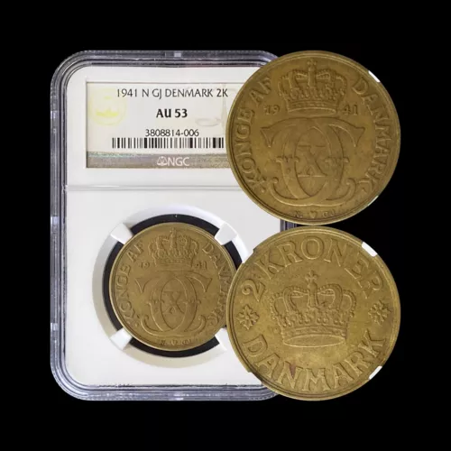 DENMARK. 1941, 2 Kroner - NGC AU53 - Christian X, Key Date