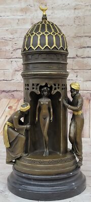 Oriental Peeping Ali Bronze Sculpture Harem Arab Men Nude Female by Bergman SALE