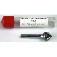 Carbide Burr (SK-6) 90° Included Angle - Single Cut - 1/4 x 5/8 x 5/16 x 2 3/16