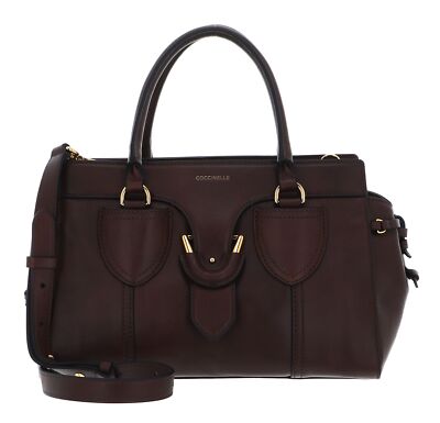 COCCINELLE York Vintage Leather Handbag Handtasche Umhängetasche Fondant Brown