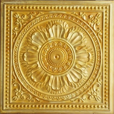 PAINTSDECOR Ceiling design Faux tin golden artistic bar decor wall panel 10tile/lot PL17