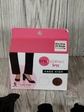 L'eggs Style Essentials Knee-high One Size Off Black Reinforced Toe 2 1/2 Pairs
