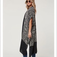 O'neill Black Grey Open Cardigan Afternoon Woven Kimono/Sweater New 120
