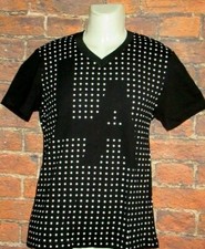 MENS BAR III V-NECK LA POLKA DOTS BLACK T-SHIRT SIZE S (MADE IN USA)