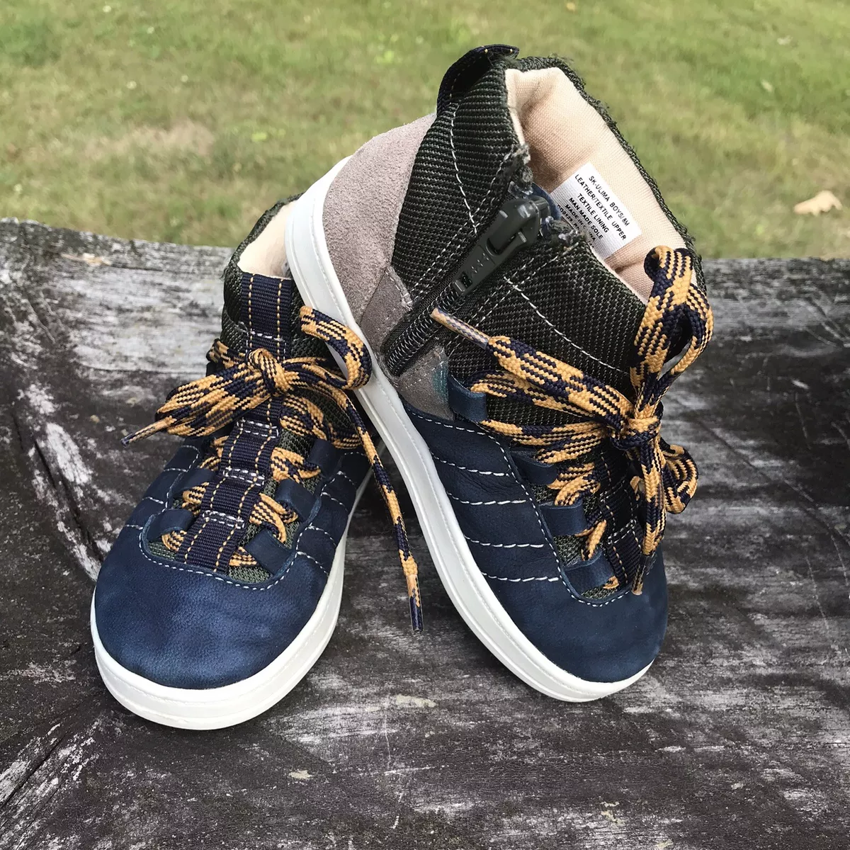 Sole Play Size Boys 8 High Top Sneakers Shoes Blue Brown